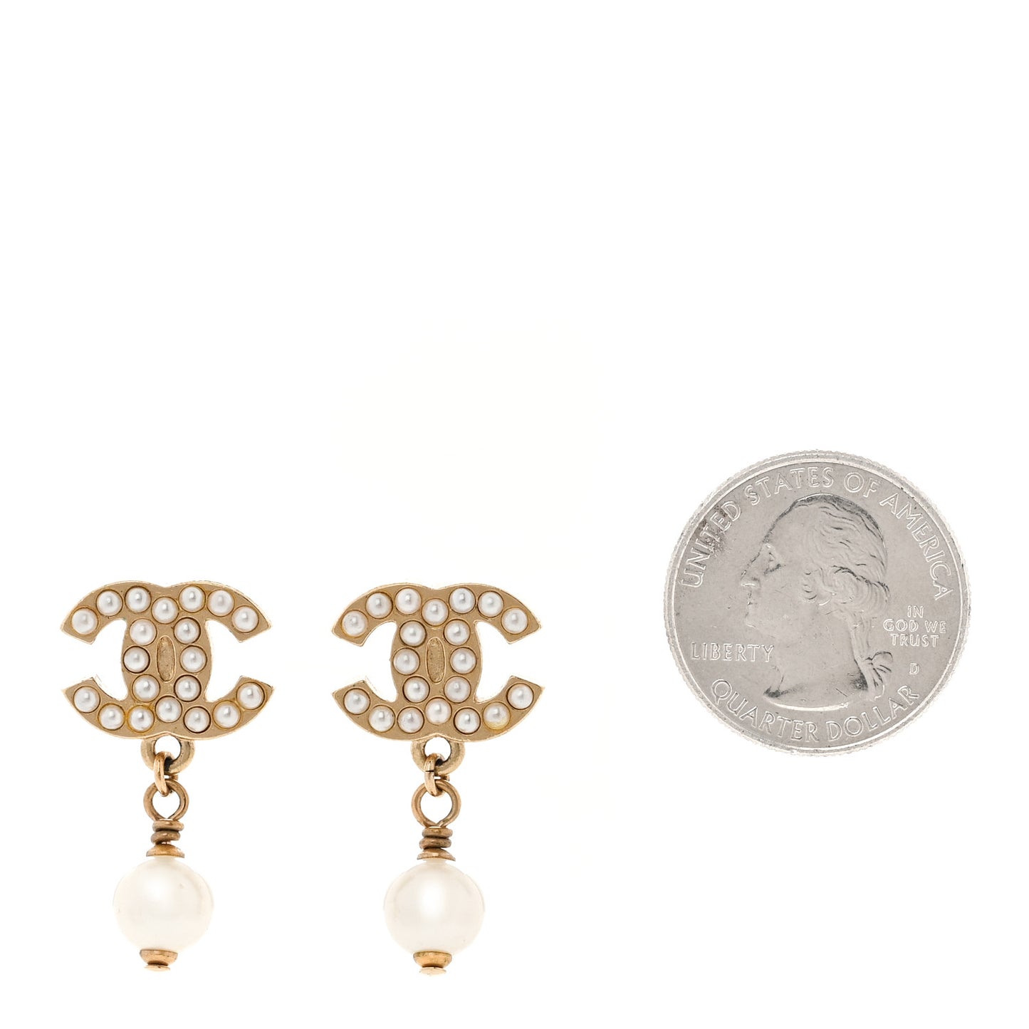 Pearl CC Drop Earring Gold