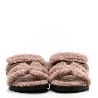 Hermes Woolskin Womens Chypre Sandals 35 Bois De Santal 2 of 8