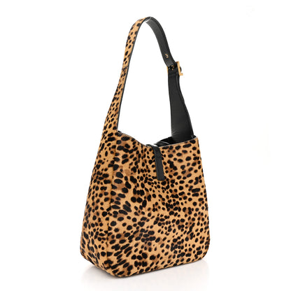 Saint Laurent Pony Hair Calfskin Leopard Print Small Le 5 A 7 Soft Hobo 4 of 11