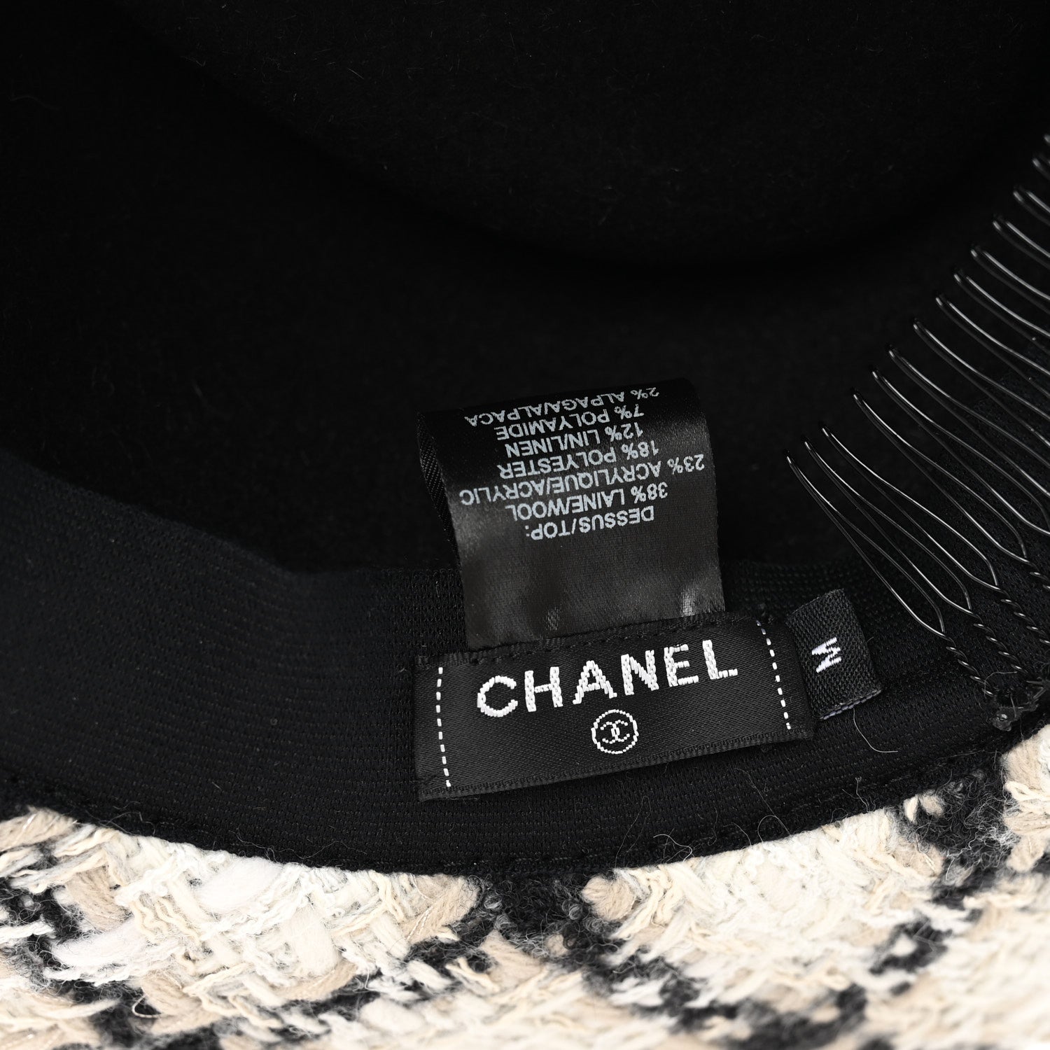Chanel Tweed Hat M Ivory Black Grey 8 of 9