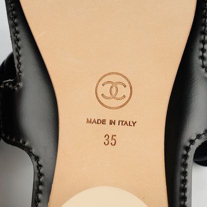 Chanel Lambskin Camellia Sandals 35 Dark Navy 6 of 8