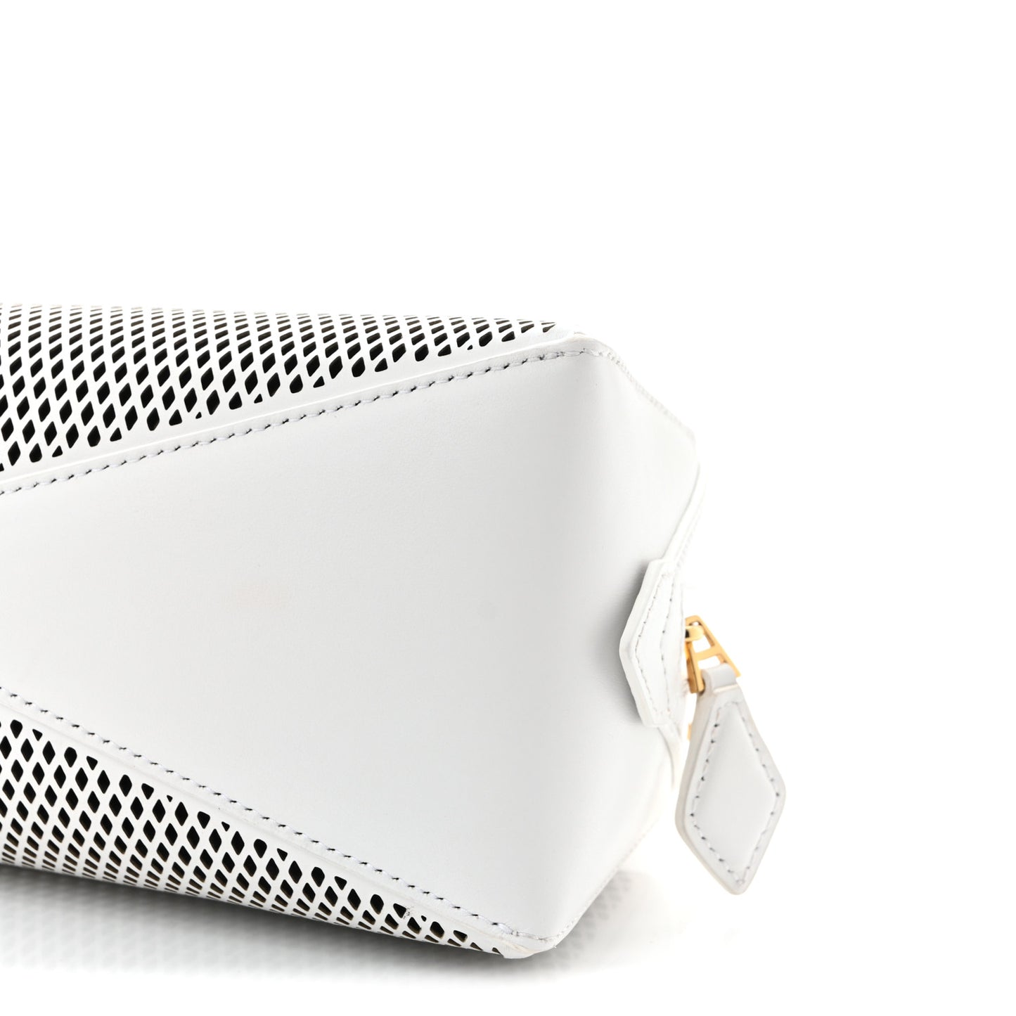 Fishnet Calfskin Laser Cut Medium Le Teckel Bag Blanc Optique