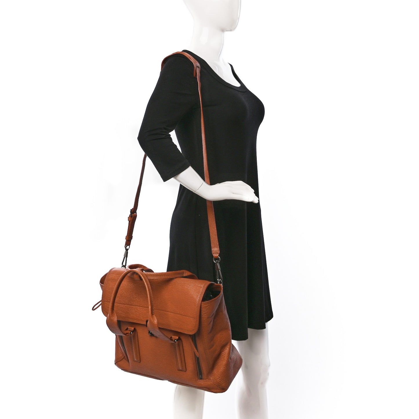 Textured Calfskin Large Pashli Satchel Amber