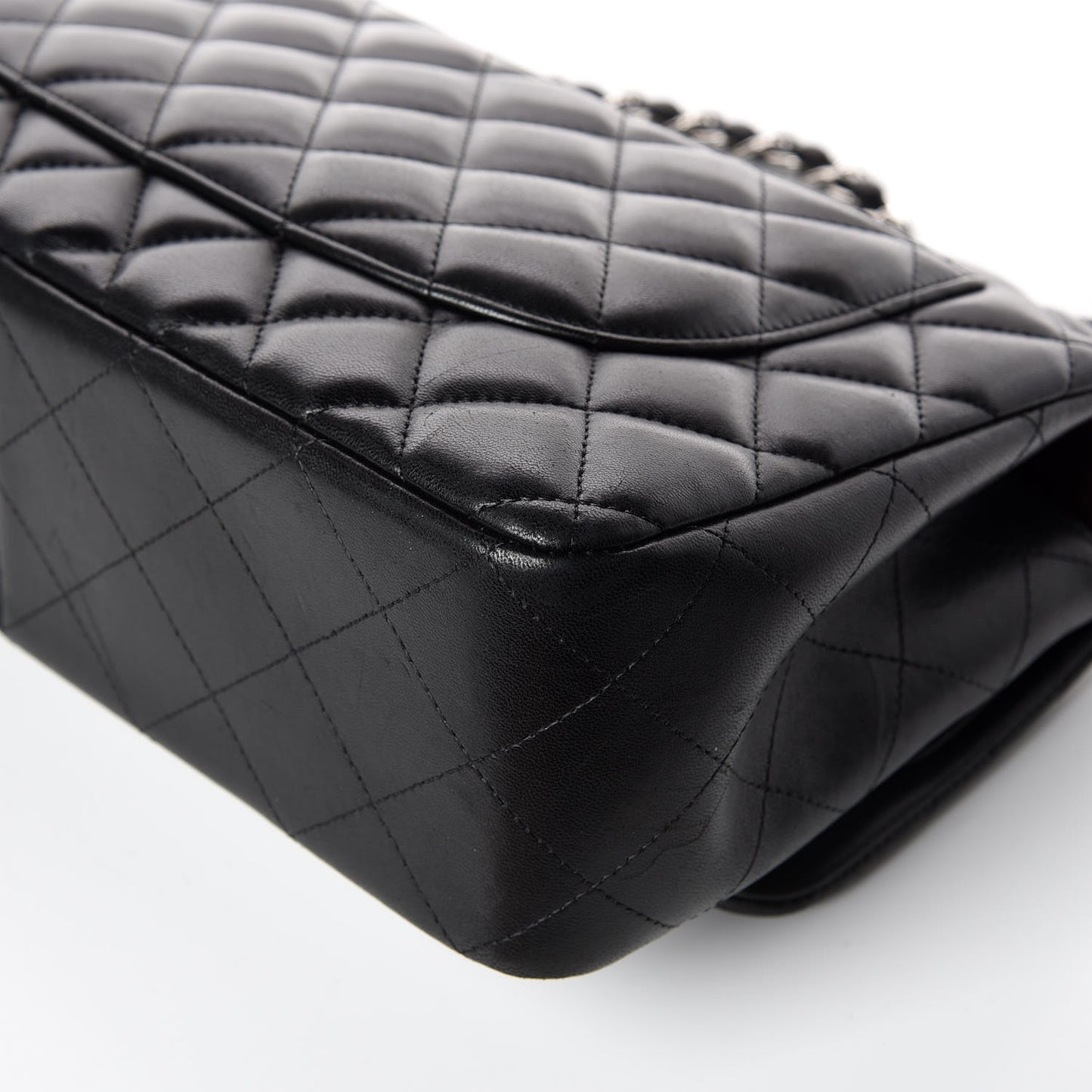 Lambskin Quilted Jumbo Double Flap Black