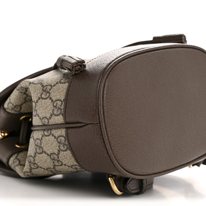 Gucci GG Supreme Monogram Textured Dollar Calfskin Web Mini Ophidia Chain Drawstring Backpack Beige Brown 9 of 11
