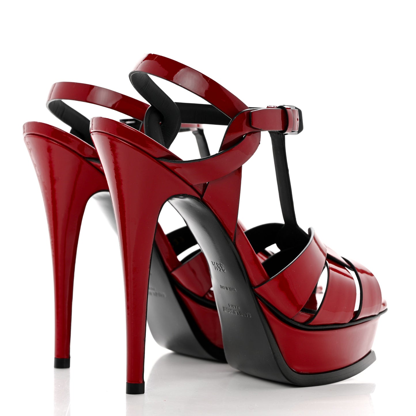Patent Calfskin Tribute 105 Platform Sandals 35.5 Hot Red