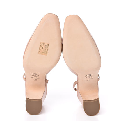 Chanel Glazed Calfskin Cap Toe CC Slingback Pumps 39 Beige White 5 of 9
