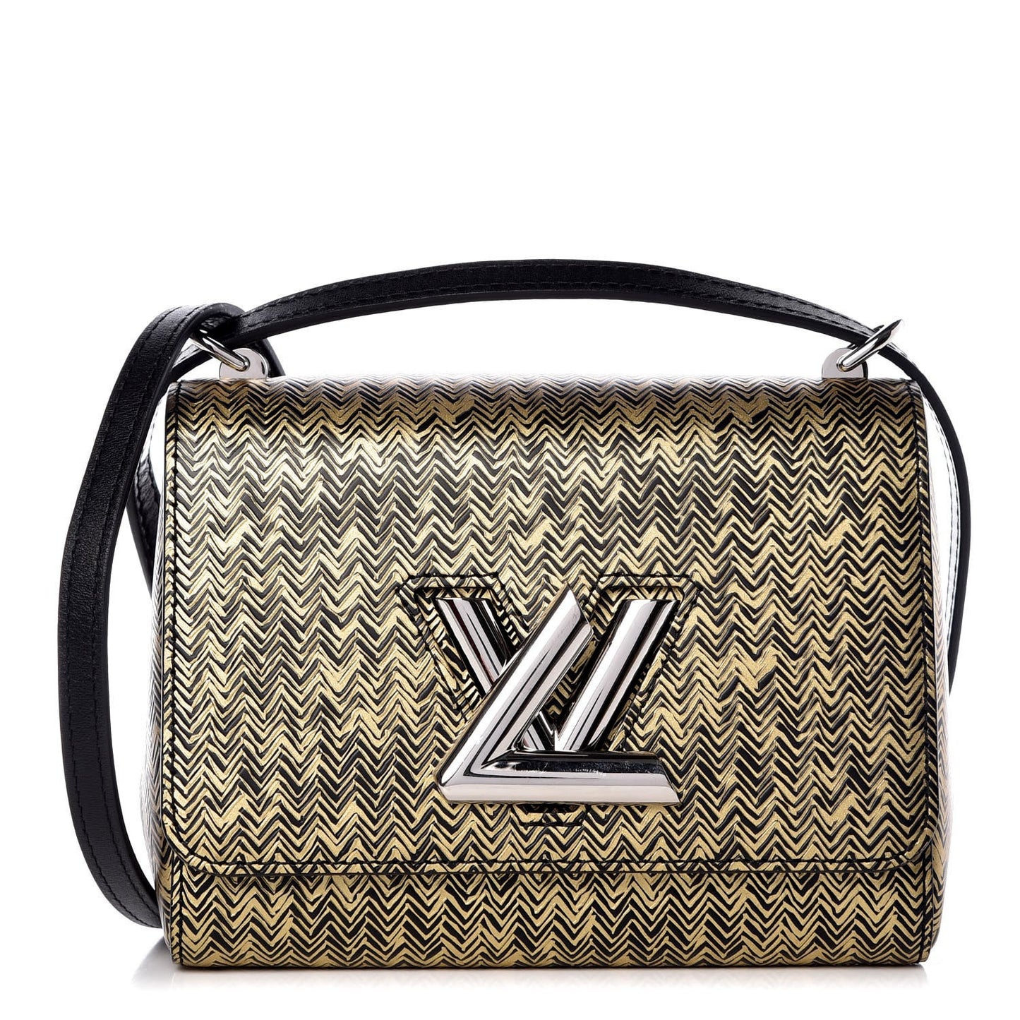 Epi Chevron Printed Twist Shoulder Bag PM Gold