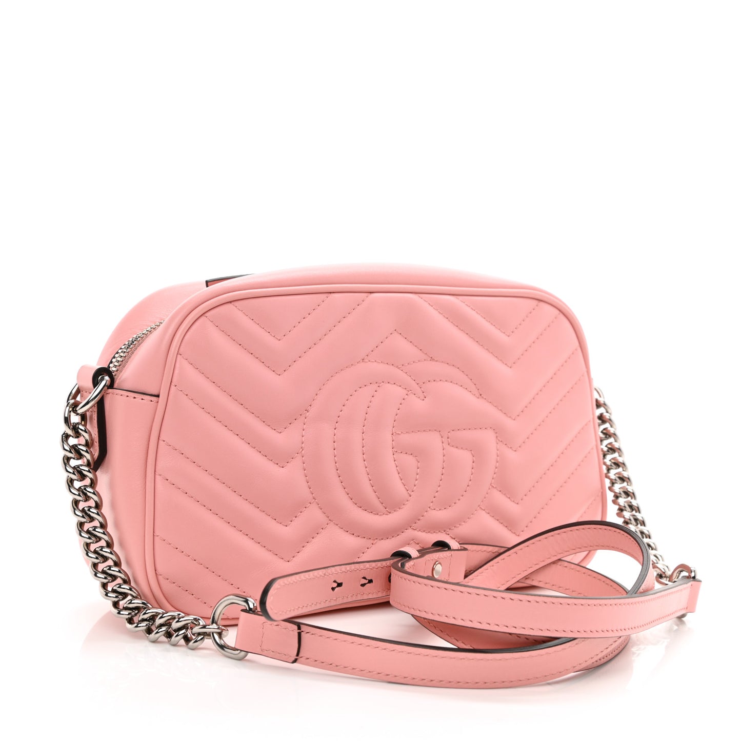 Calfskin Matelasse Small GG Marmont Chain Shoulder Bag Wild Rose