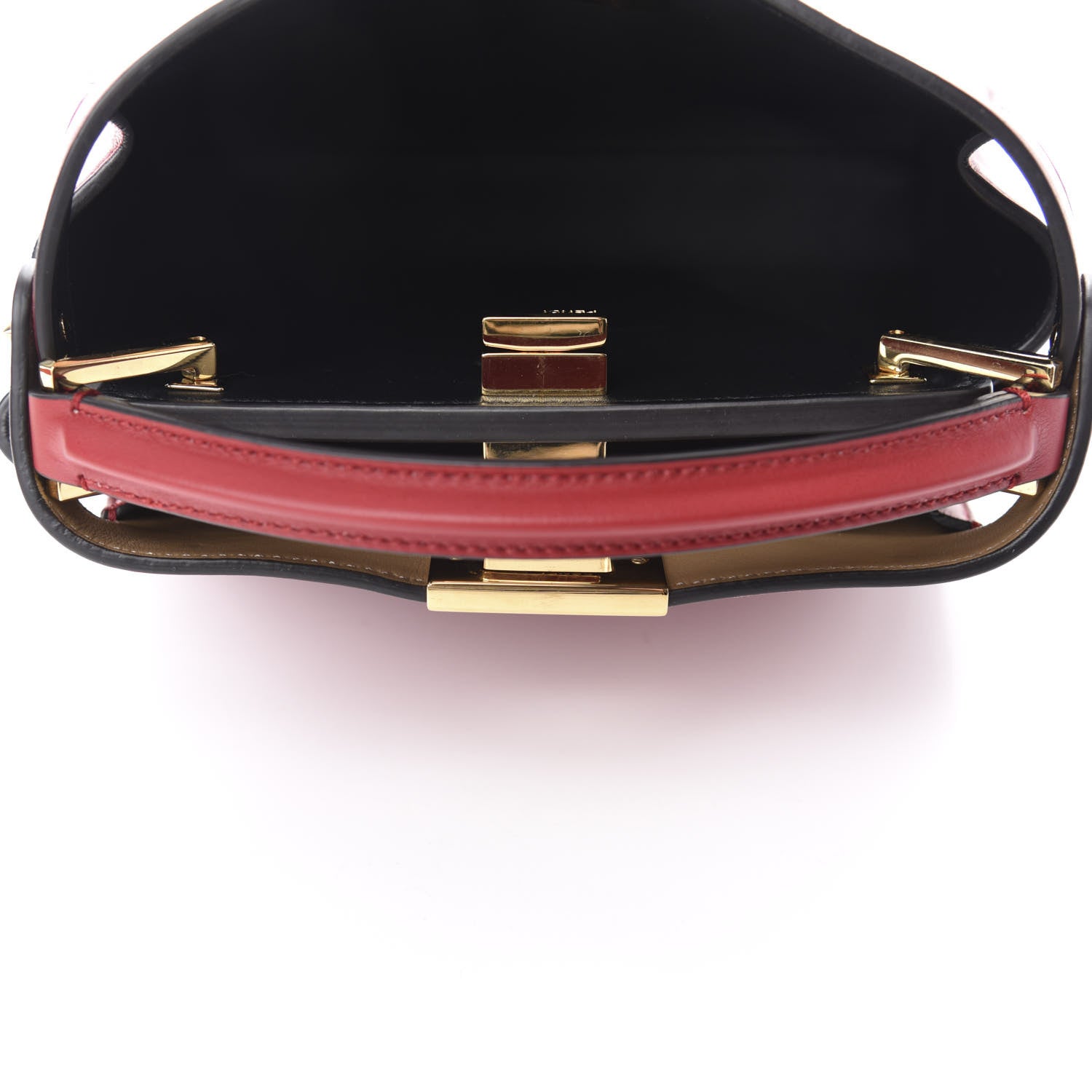 Fendi Vitello Tahiti Burro Bi-Color Medium Peekaboo Iconic Essentially Satchel Fragola Orzo 6 of 10