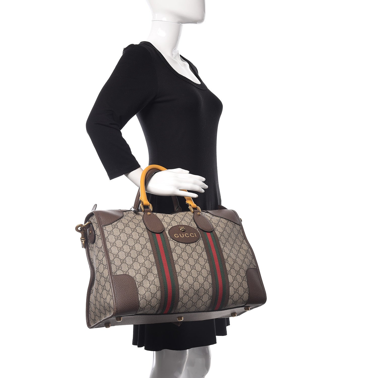 Gucci Soft GG Supreme Monogram Web Neo Vintage Duffle Bag Beige New Acero Crop 2 of 13