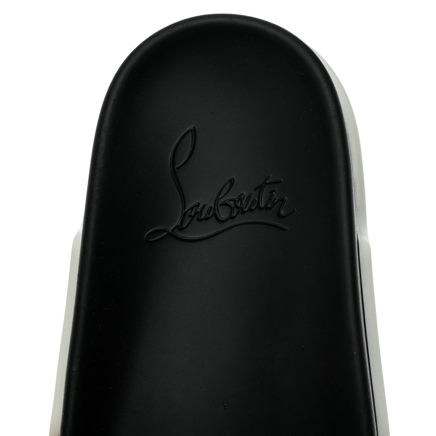 CHRISTIAN LOUBOUTIN Veau Velours Strass Dear Pool Flat Platform Slide Sandal 38.5 Black
