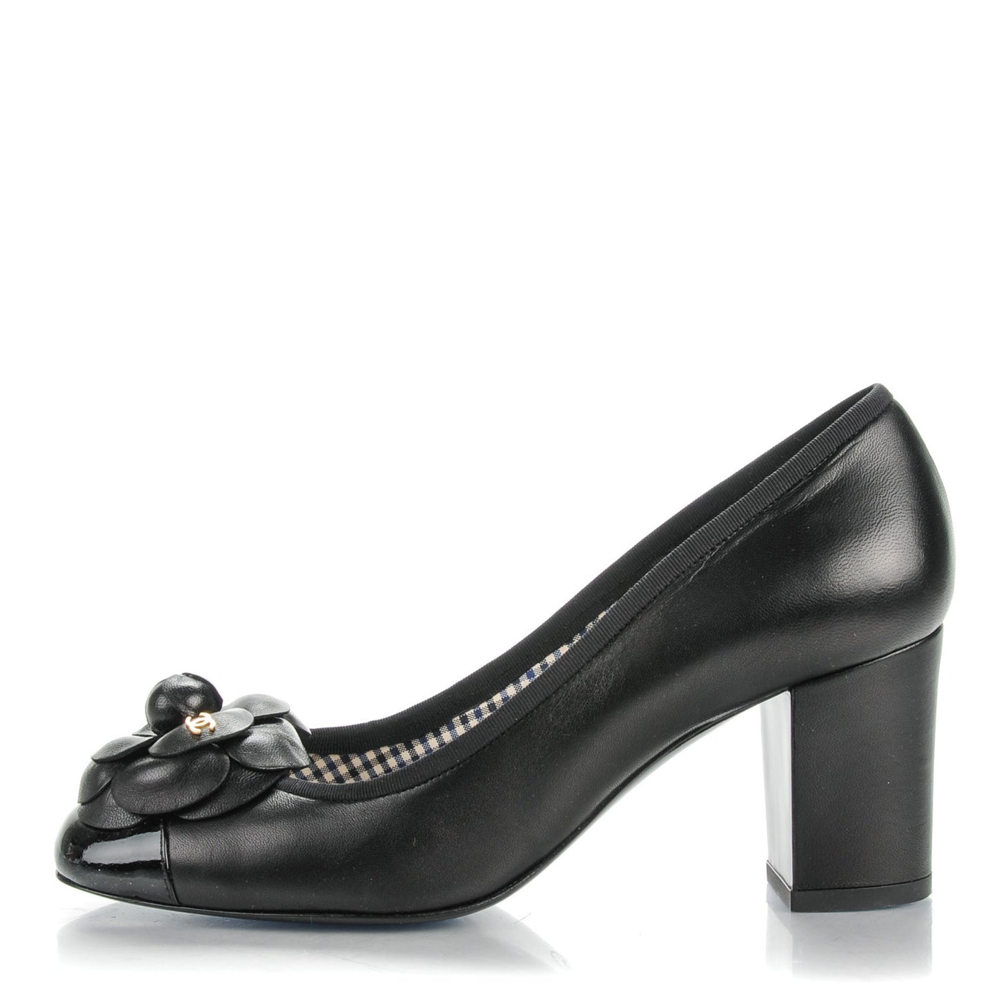 Lambskin Camellia Cap Toe Pumps 37 Black