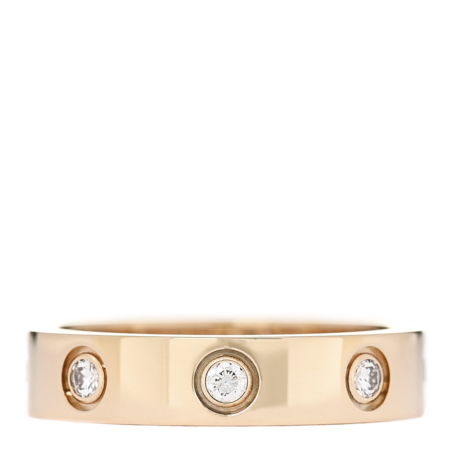 Cartier 18K Yellow Gold 8 Diamond 4mm LOVE Wedding Band Ring 48 4.5 1 of 4