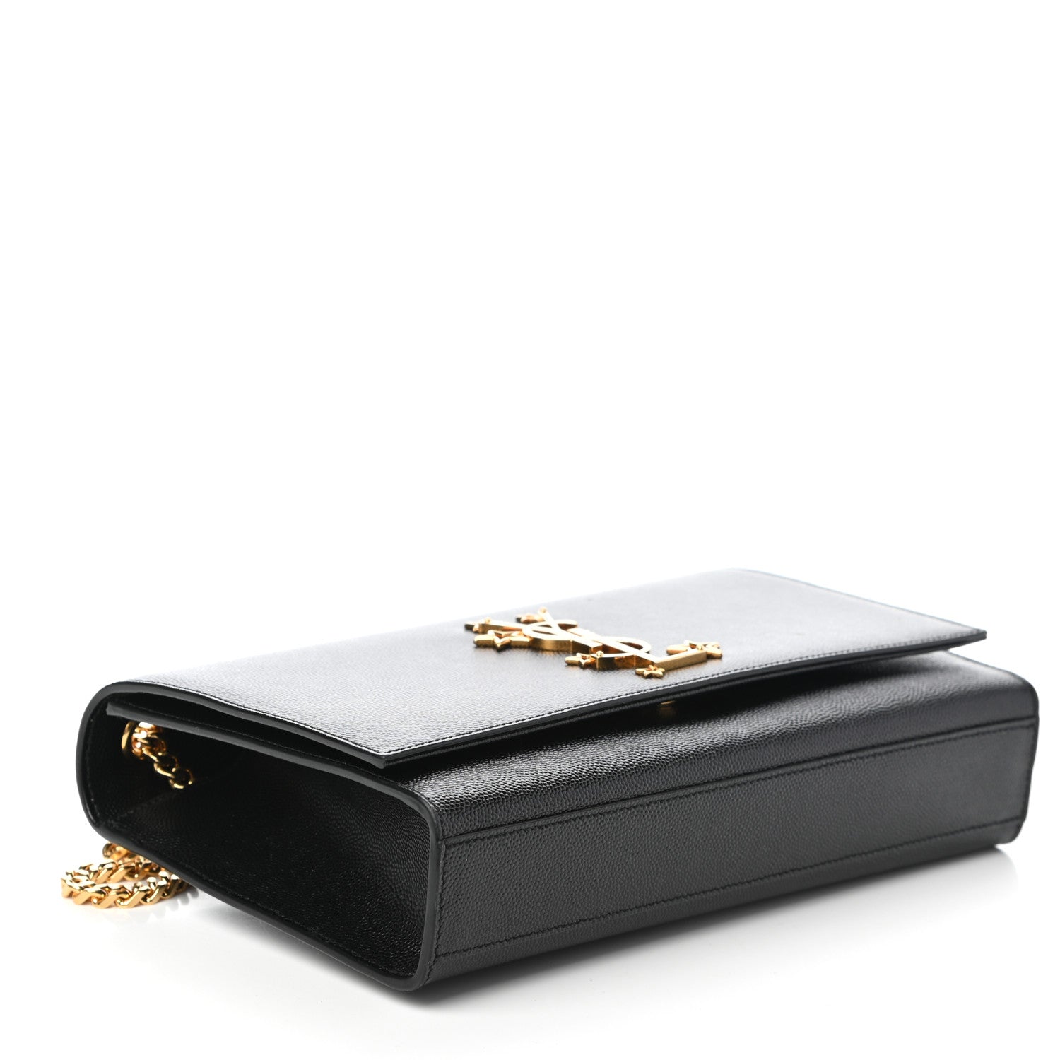 Saint Laurent Grain De Poudre Star Studded Monogram Wallet on Chain Black 4 of 9