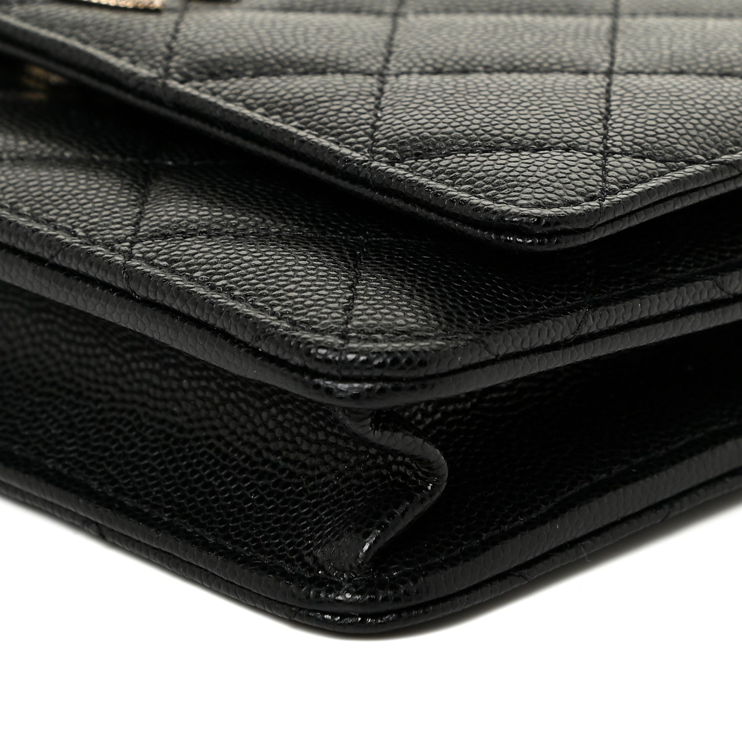 Caviar Quilted Crystal CC Wallet On Chain WOC Black