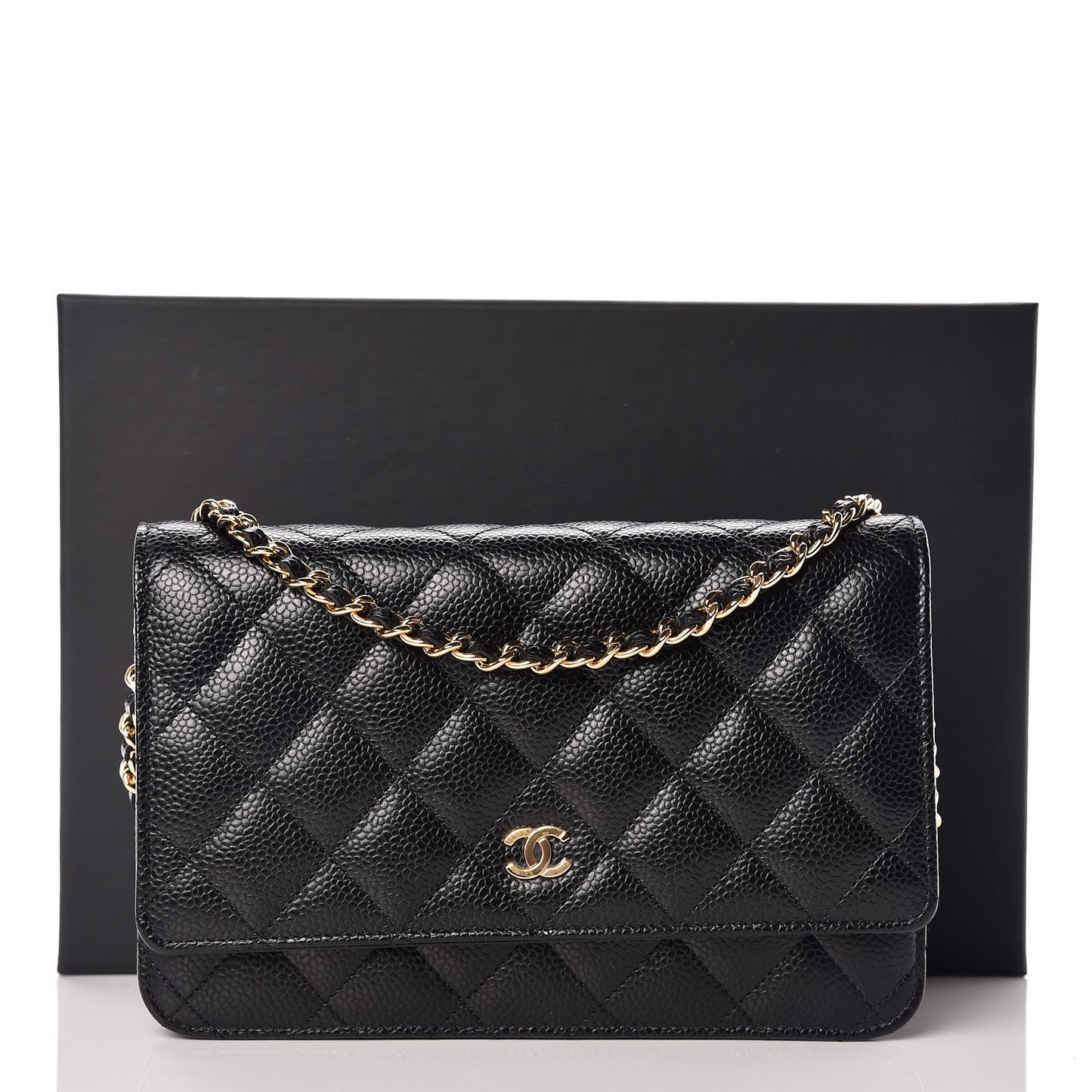 Caviar Quilted Wallet On Chain WOC Black