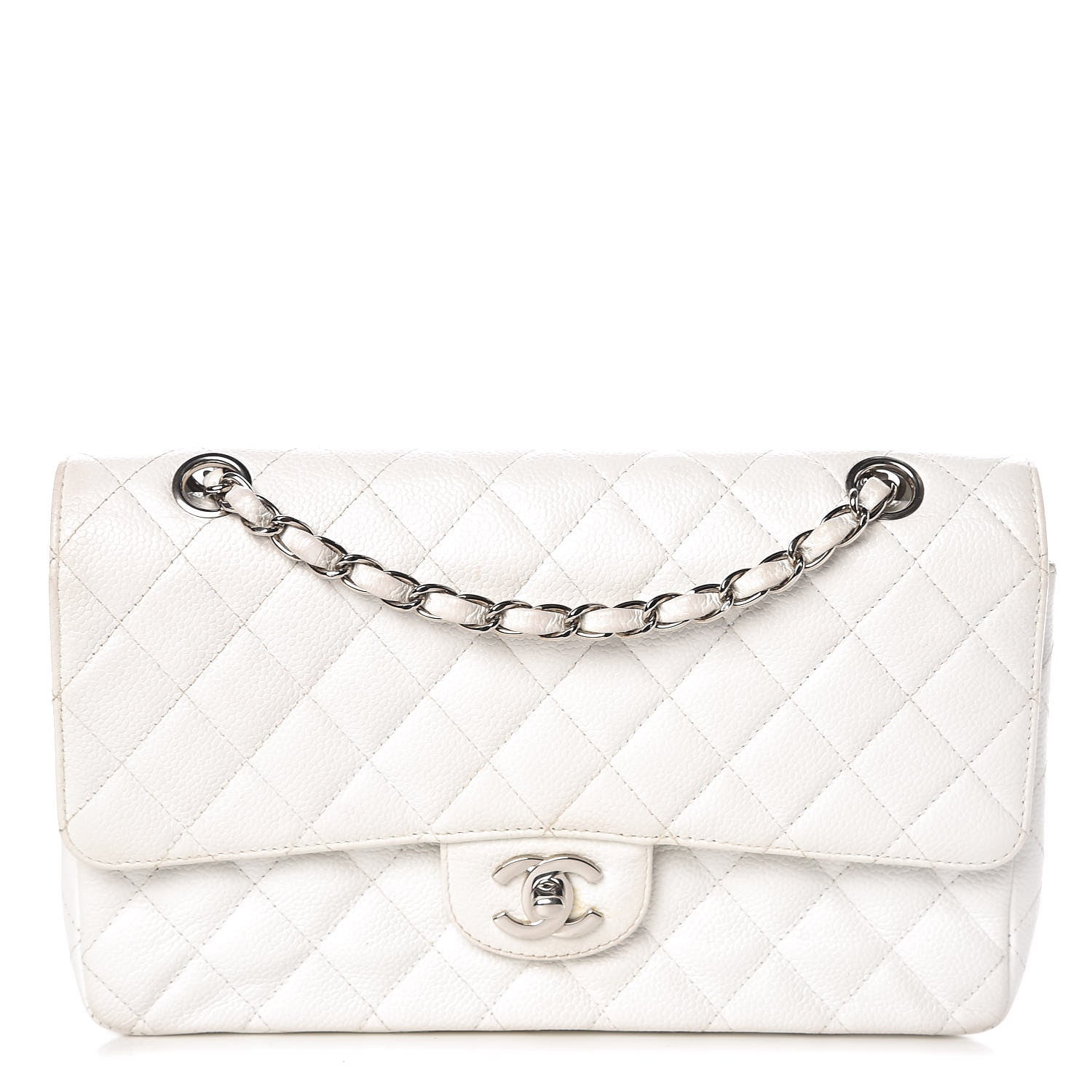 Chanel Caviar Quilted Medium Double Flap White 1 of 12