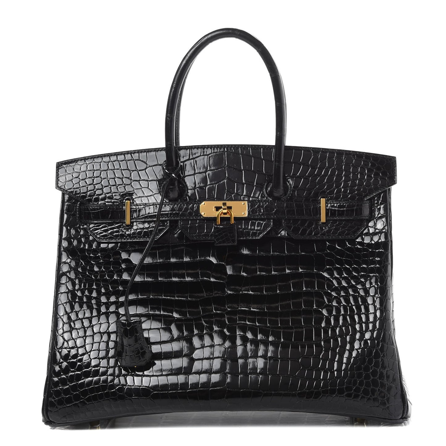 Shiny Porosus Crocodile Birkin 35 Black