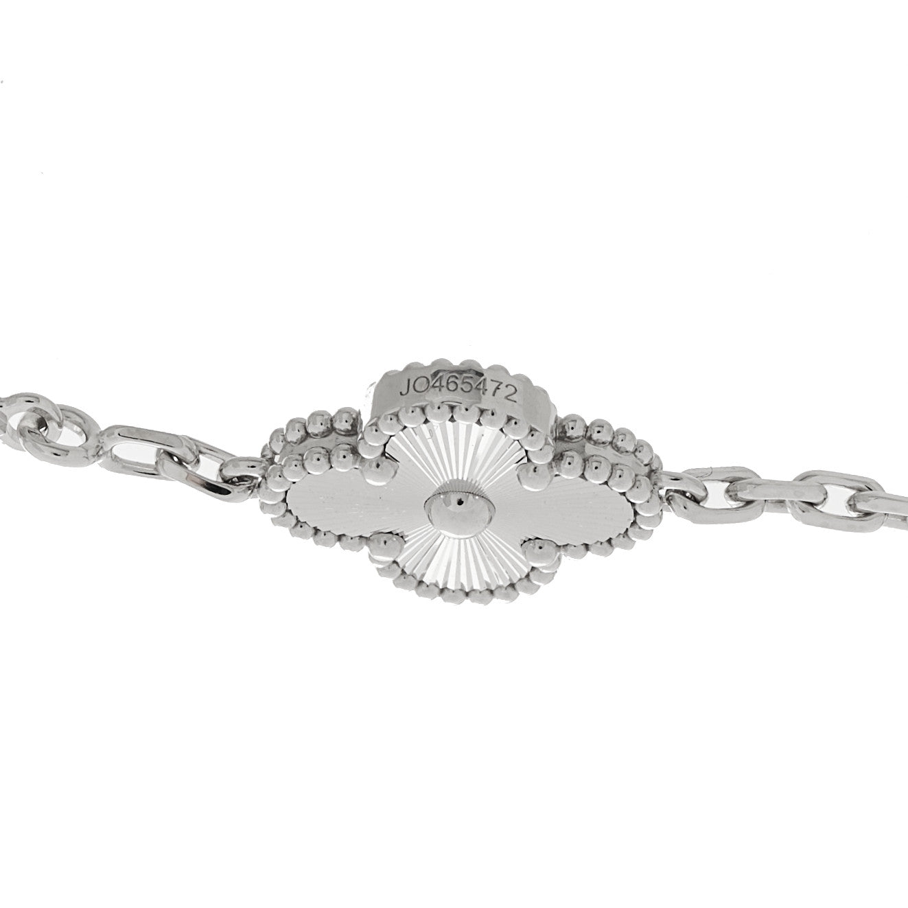 Van Cleef & Arpels 18K White Gold 5 Motifs Guilloche Vintage Alhambra Bracelet 5 of 5