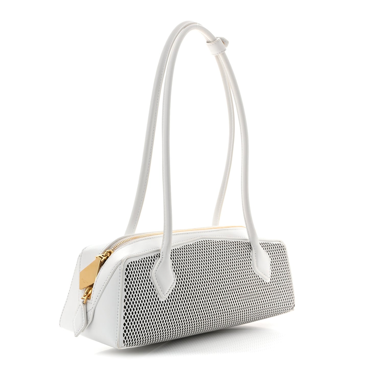 Fishnet Calfskin Laser Cut Medium Le Teckel Bag Blanc Optique