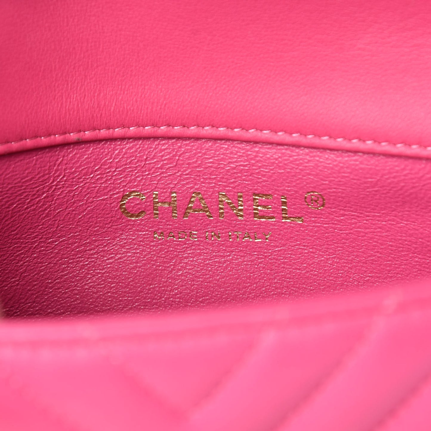 Lambskin Chevron Quilted Extra Mini Rectangular Flap Dark Pink
