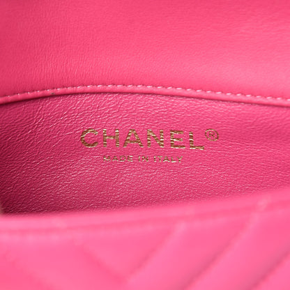Chanel Lambskin Chevron Quilted Extra Mini Rectangular Flap Dark Pink 6 of 16