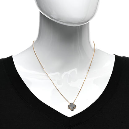 Van Cleef & Arpels 18K Yellow Gold Black Onyx Vintage Alhambra Pendant Necklace 2 of 5