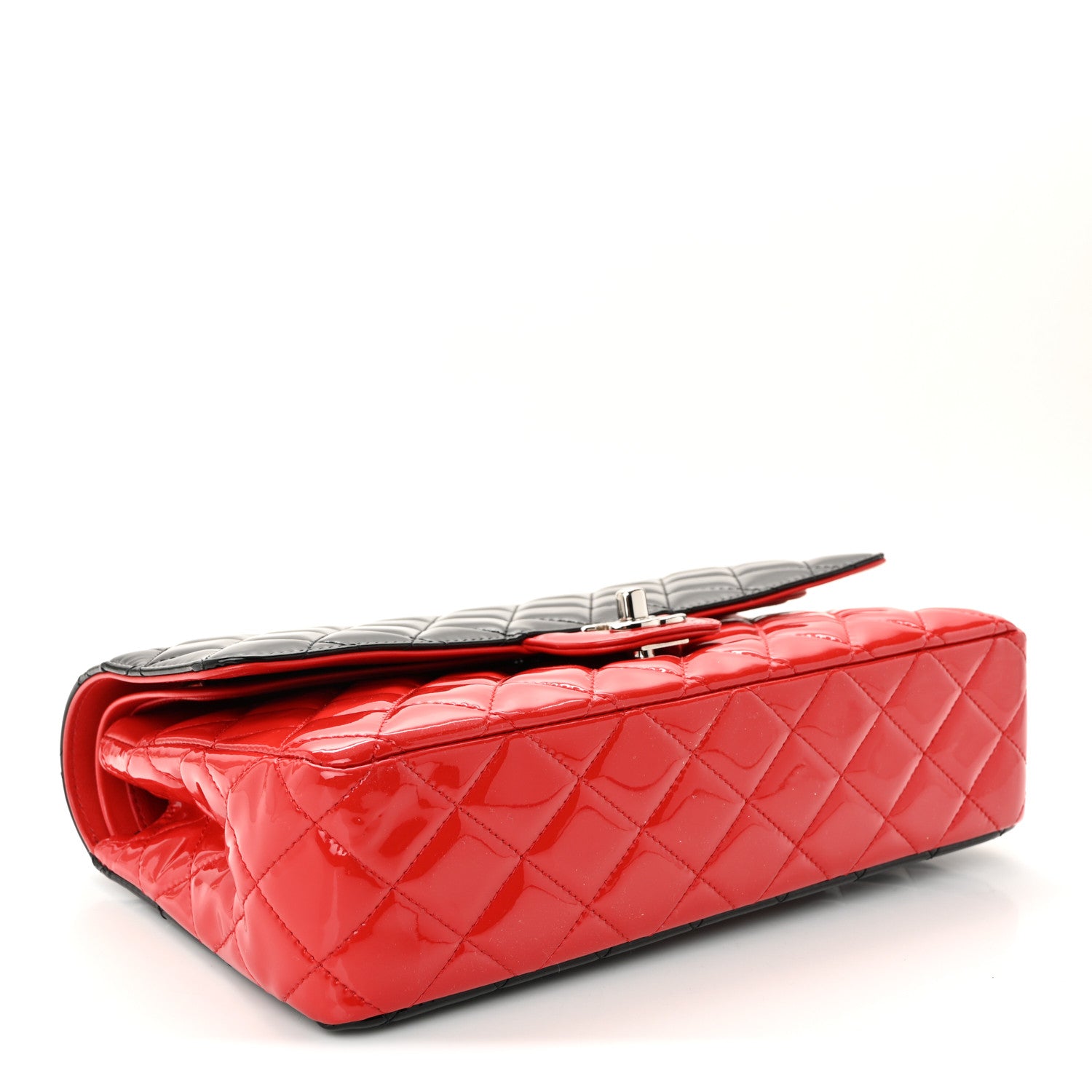 Chanel Patent Calfskin Quilted Bi-Color Medium Double Flap Black