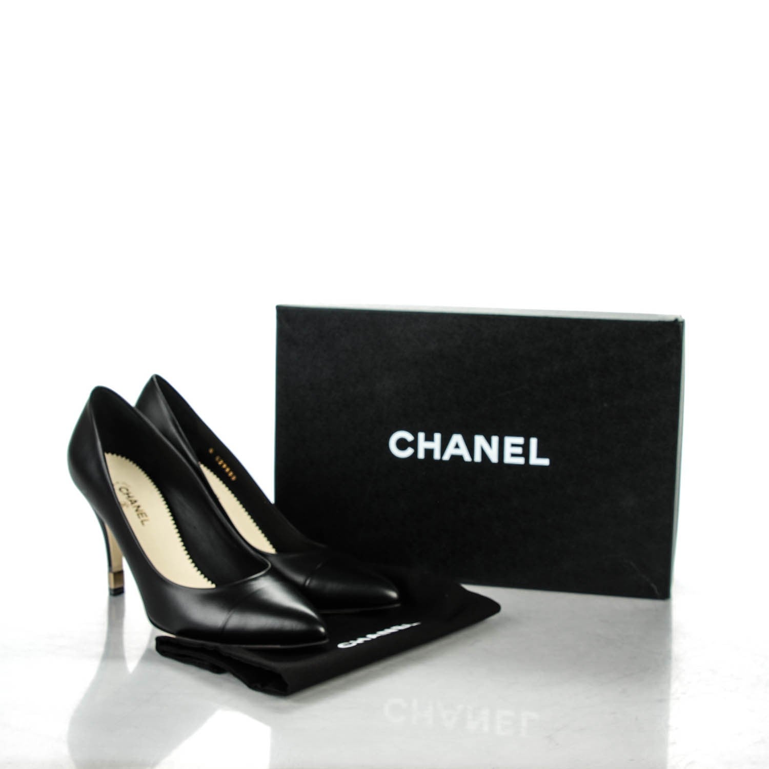 Chanel Lambskin Cap Toe CC Pumps 40 Black 9 of 9