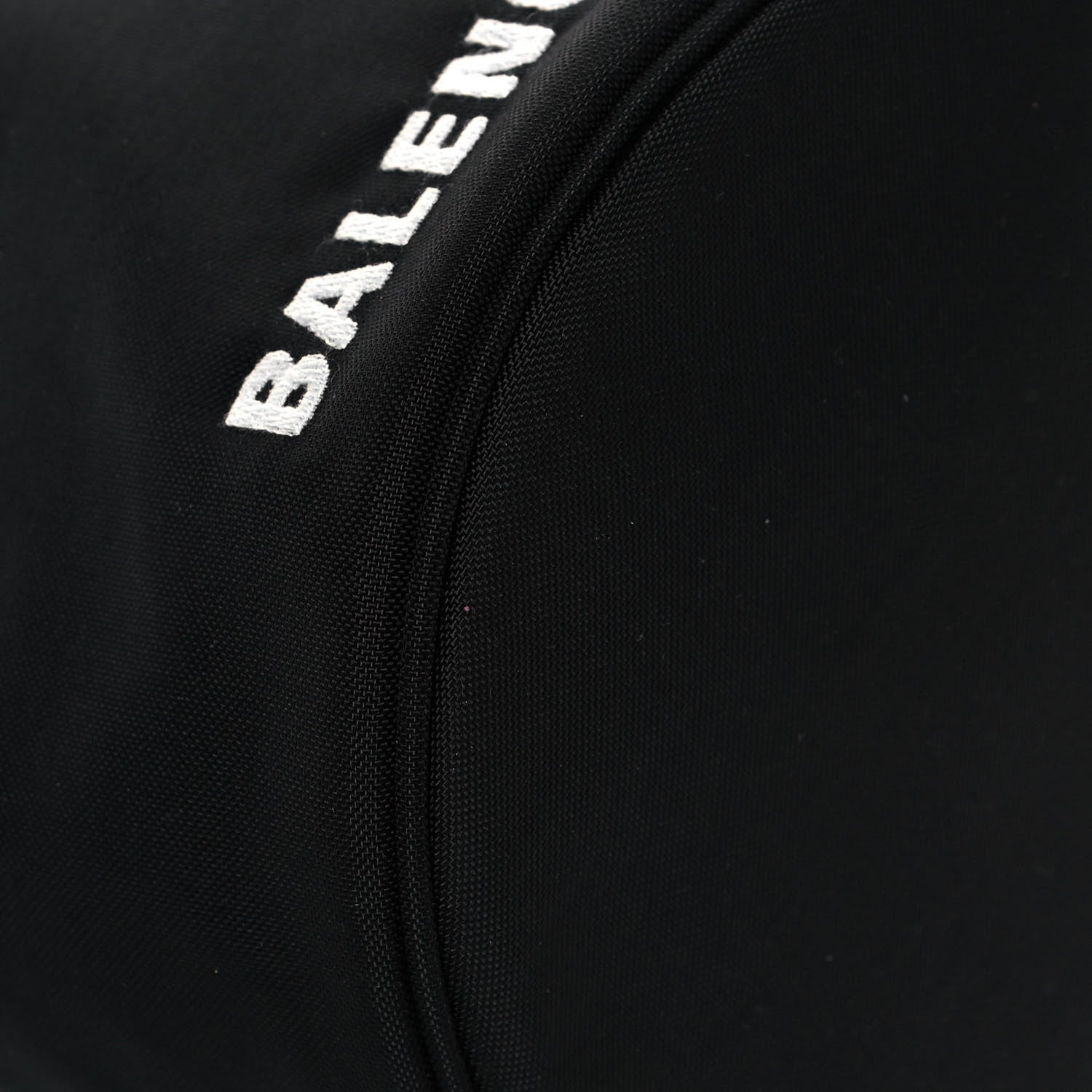 Balenciaga Recycled Sport Nylon Logo Embroidered Wheel Drawstring Bucket Bag Black White 8 of 11