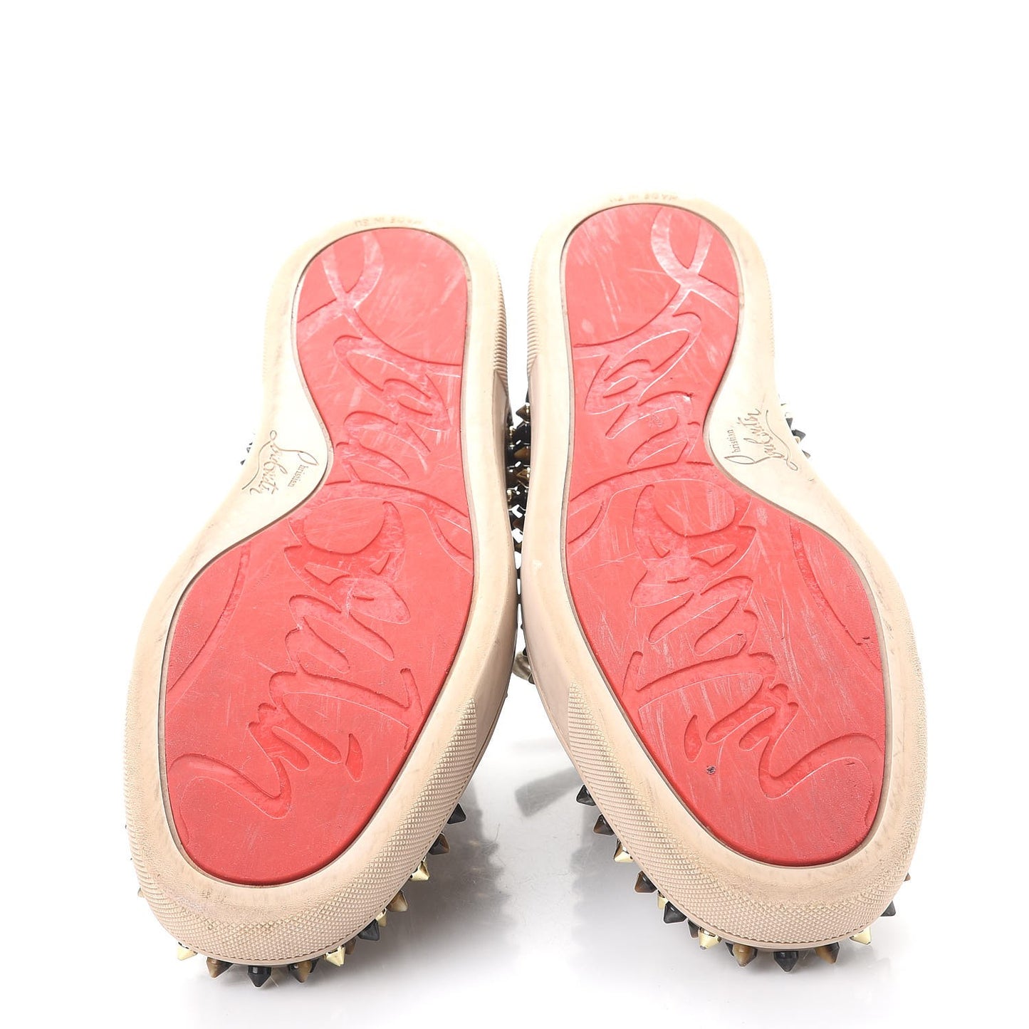 Mens Calfskin Louis Spikes Flat Sneakers 42 Beige