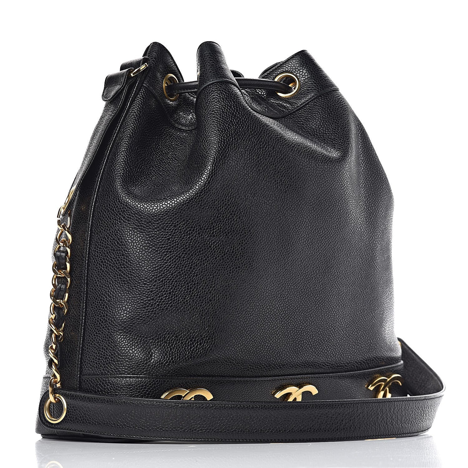 Chanel Caviar CC Drawstring Shoulder Bag Black 4 of 13