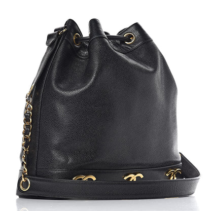 Chanel Caviar CC Drawstring Shoulder Bag Black 4 of 13