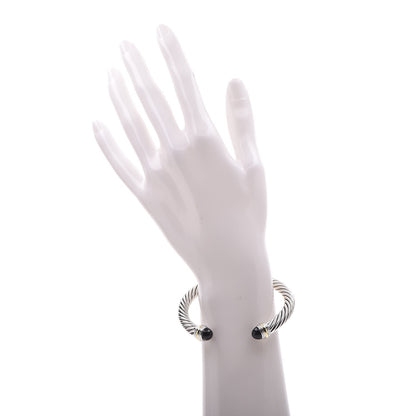 David Yurman Sterling Silver 14K Yellow Gold Black Onyx 7mm Cable Classics Bracelet 2 of 5