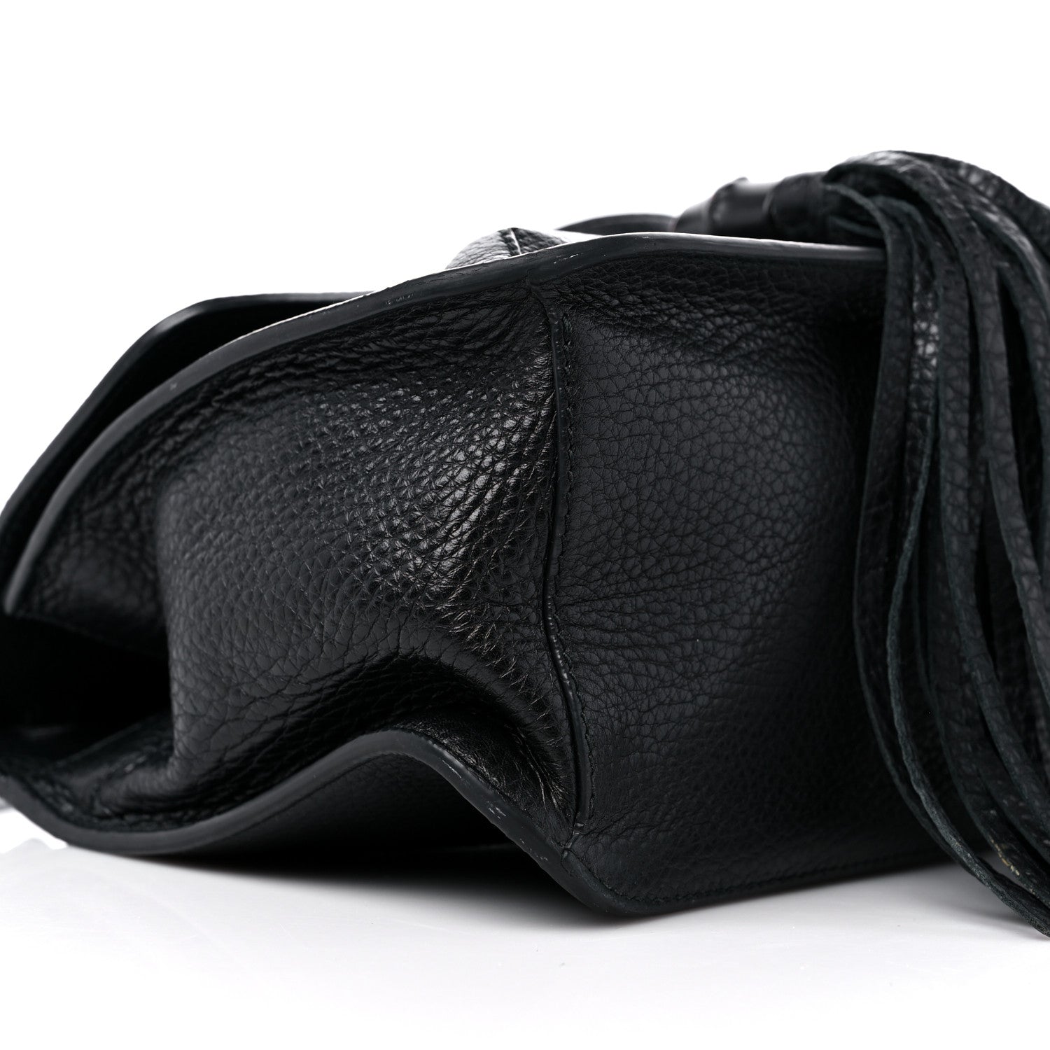 Gucci Pebbled Calfskin Medium Bamboo Daily Flap Shoulder Bag Black 8 of 14