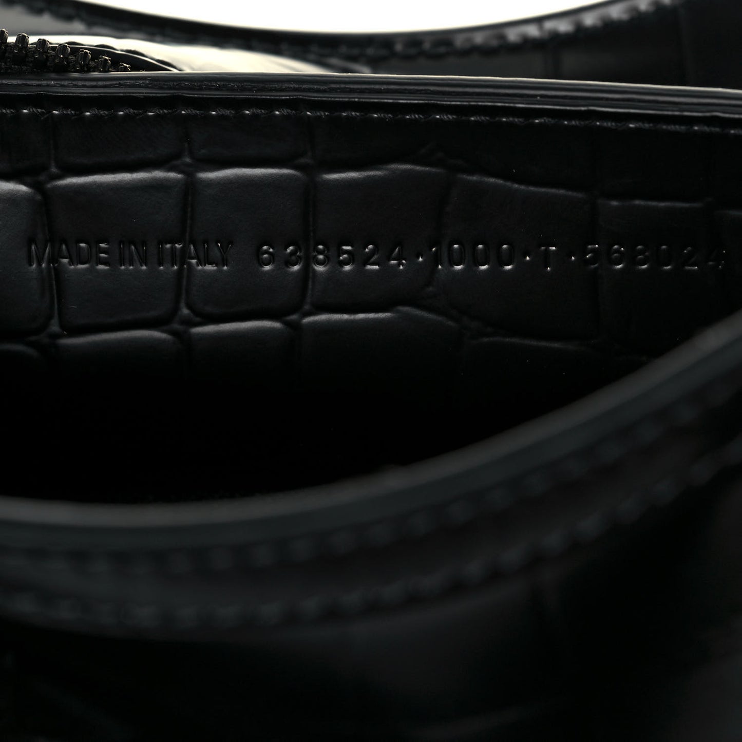 Semi Shiny Calfskin Crocodile Embossed Neo Classic Black Hardware Mini City Black