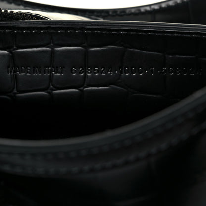 Balenciaga Semi Shiny Calfskin Crocodile Embossed Neo Classic Black Hardware Mini City Black 7 of 13