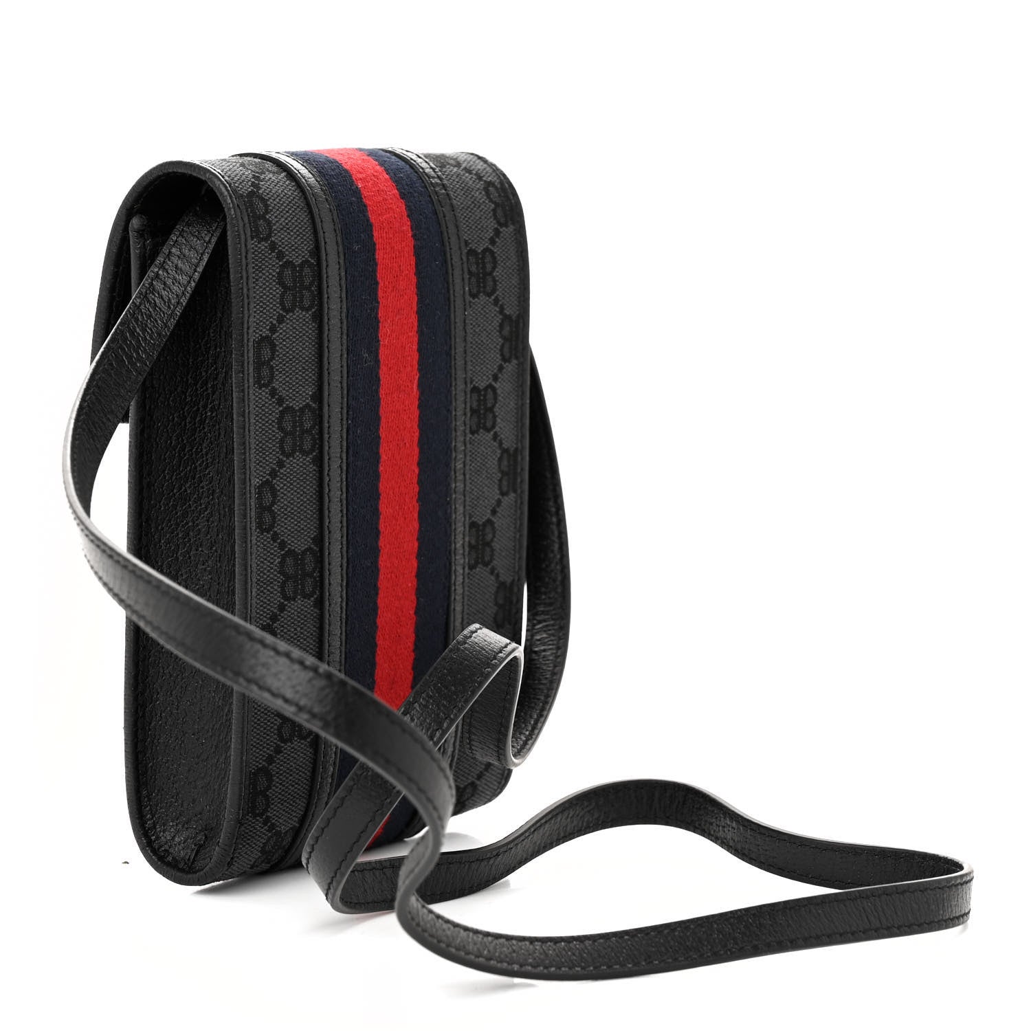 Gucci X BALENCIAGA BB Monogram Web Ophidia Phone Crossbody Bag Black 3 of 9