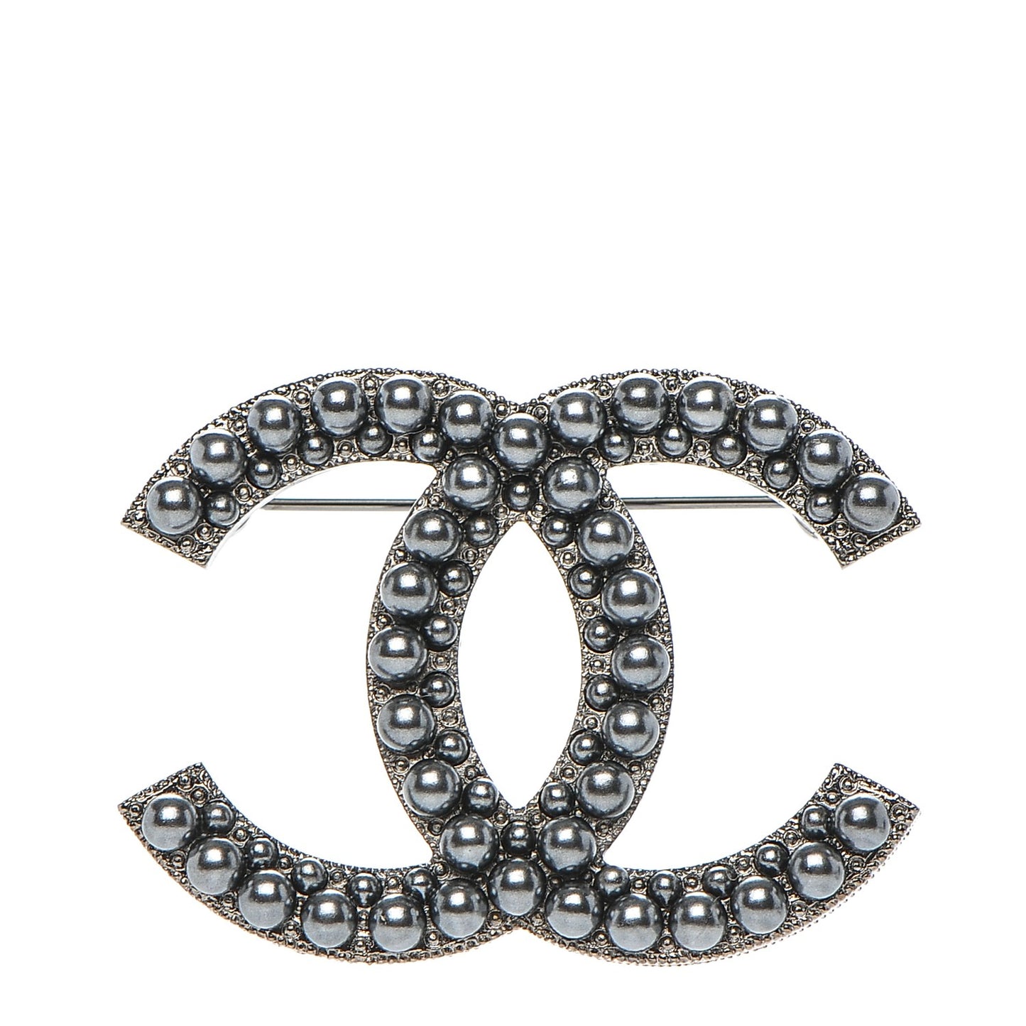 Ruthenium Bead CC Brooch Dark Grey