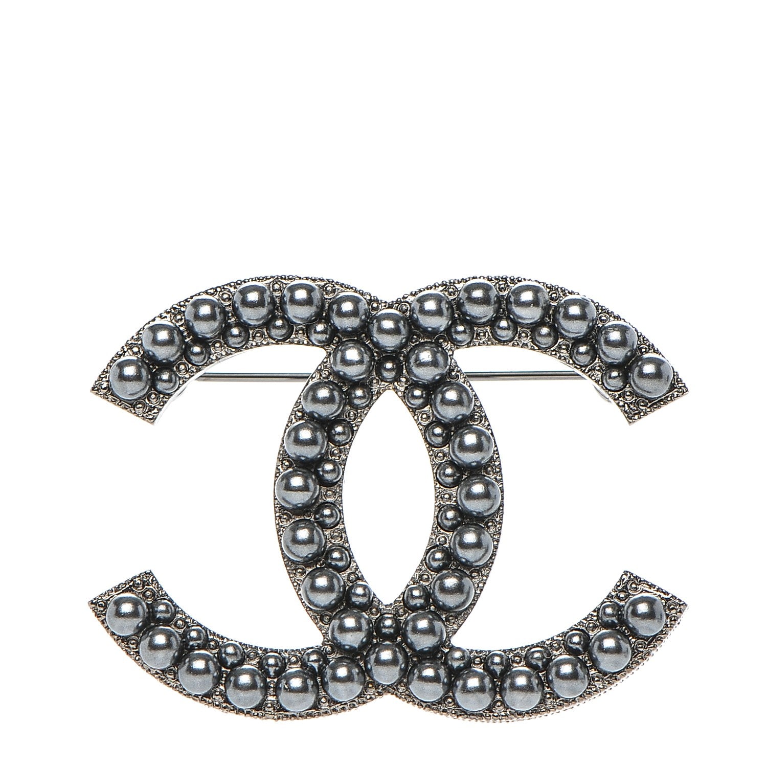 Chanel Ruthenium Bead CC Brooch Dark Grey 1 of 4