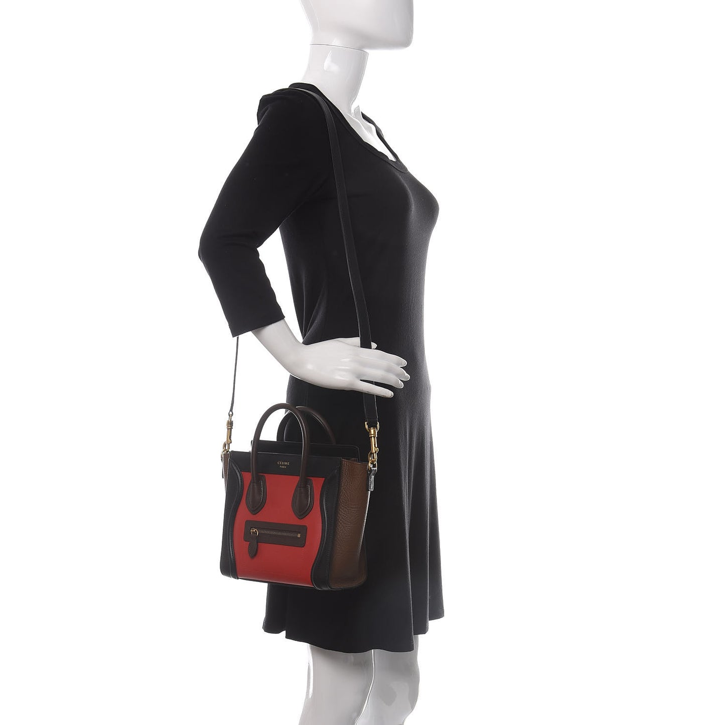 Calfskin Bullhide Nano Tri-Color Luggage Bright Red