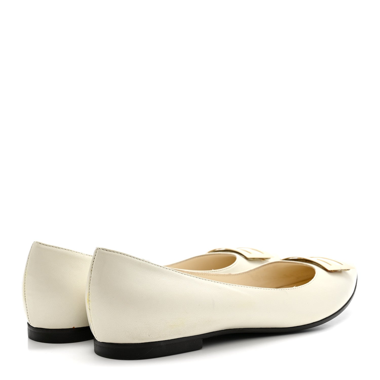 Fendi Vitello Cuoio FF Ballerina Flats 37.5 White 5 of 14