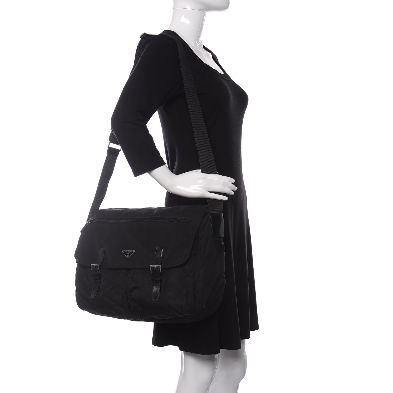 Prada Nylon Vela Messenger Bag Black 2 of 12