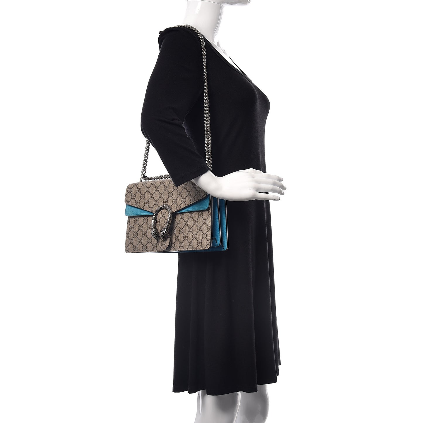 GG Supreme Monogram Small Dionysus Shoulder Bag Bright Turquoise