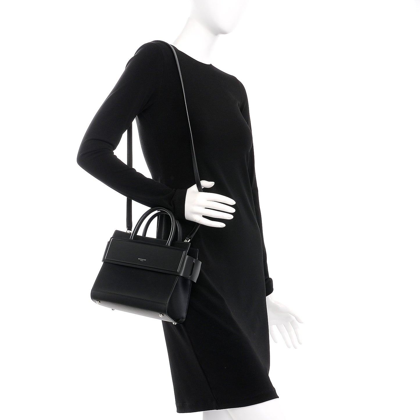 Smooth Calfskin Mini Horizon Satchel Black