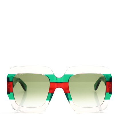 Gucci Acetate Square Web Frame GG0178S Sunglasses Green Red 2 of 9