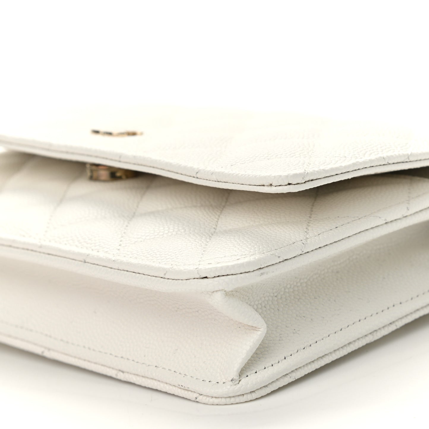 Caviar Quilted Wallet On Chain WOC White