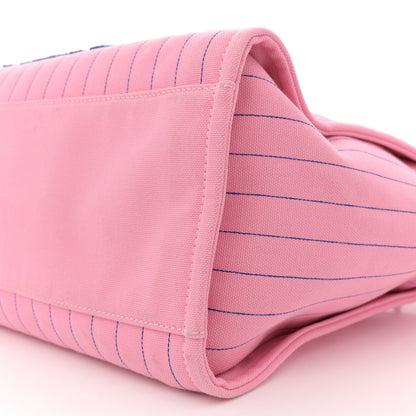 Chanel Canvas Calfskin Striped Medium Deauville Tote Pink Blue 10 of 12
