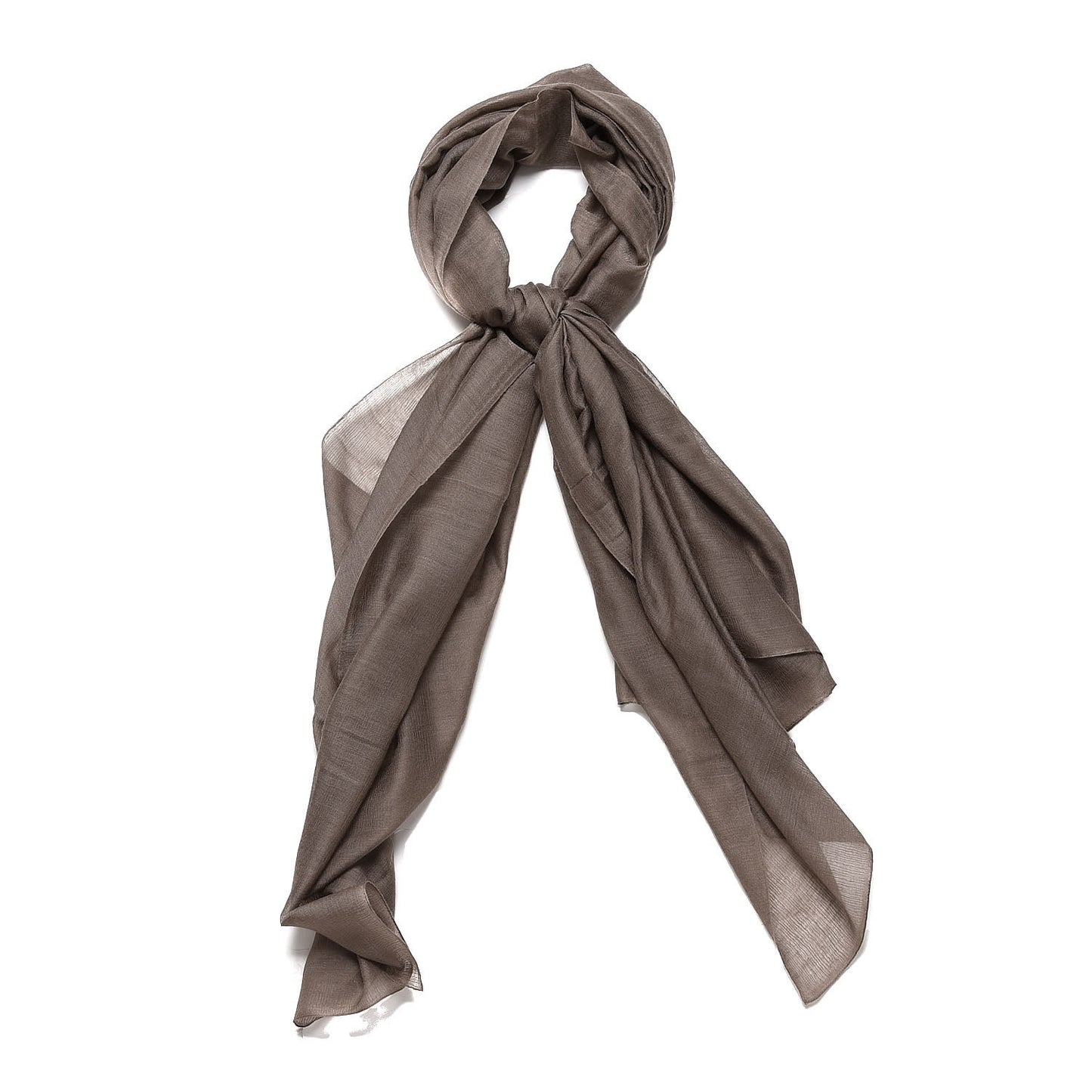 Cashmere Silk Plume Unie Stole Etoupe